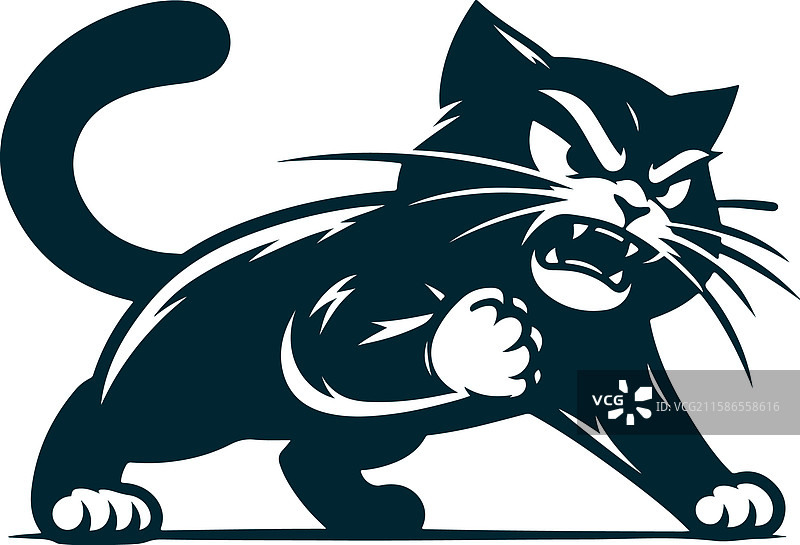 愤怒的猫剪影图片素材