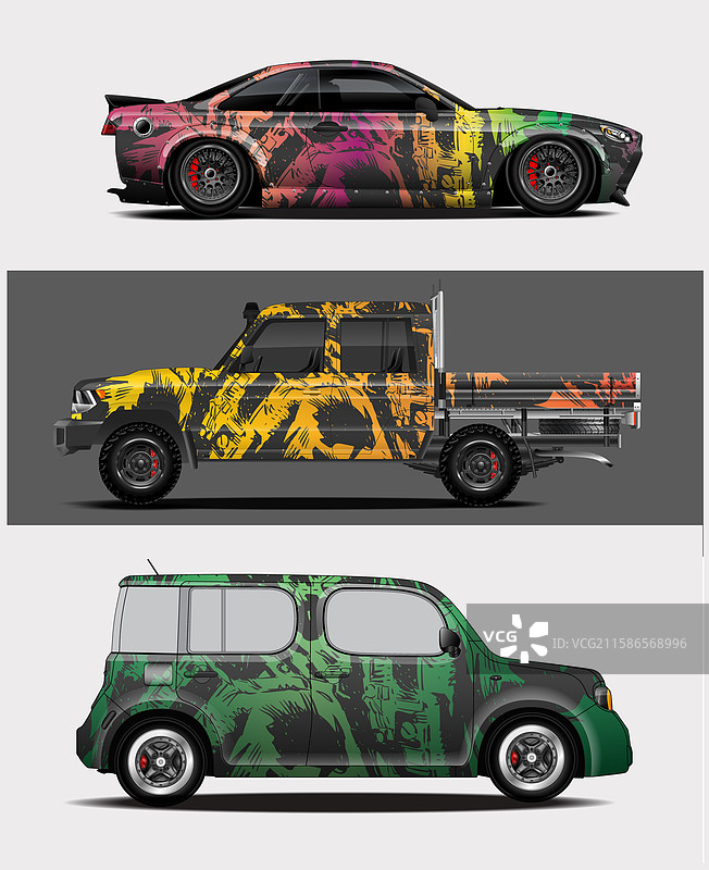 赛车条纹抽象图形的汽车涂装设计图片素材