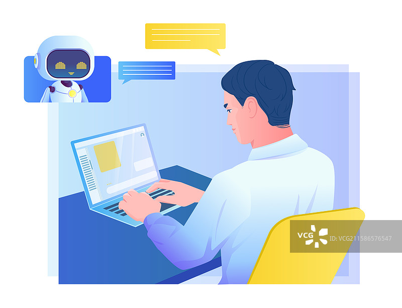 与人工智能助手聊天的男人图片素材