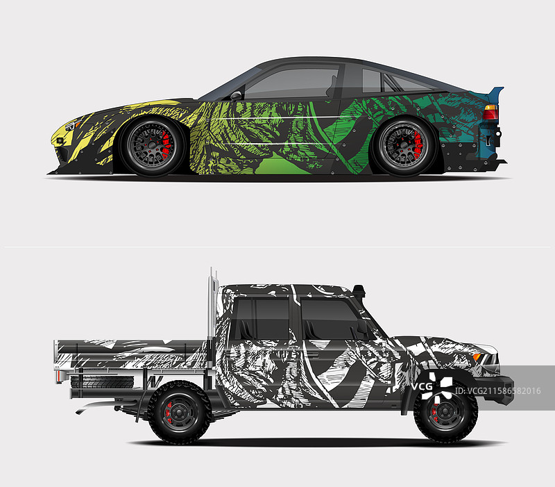汽车贴膜图案，抽象赛车与运动风格图片素材
