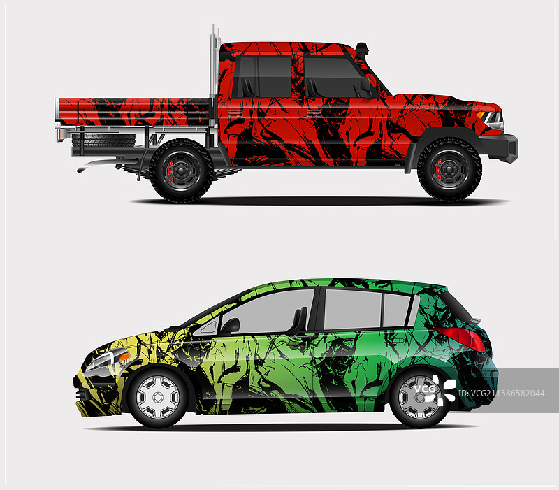 汽车贴膜图案，抽象赛车与运动风格图片素材