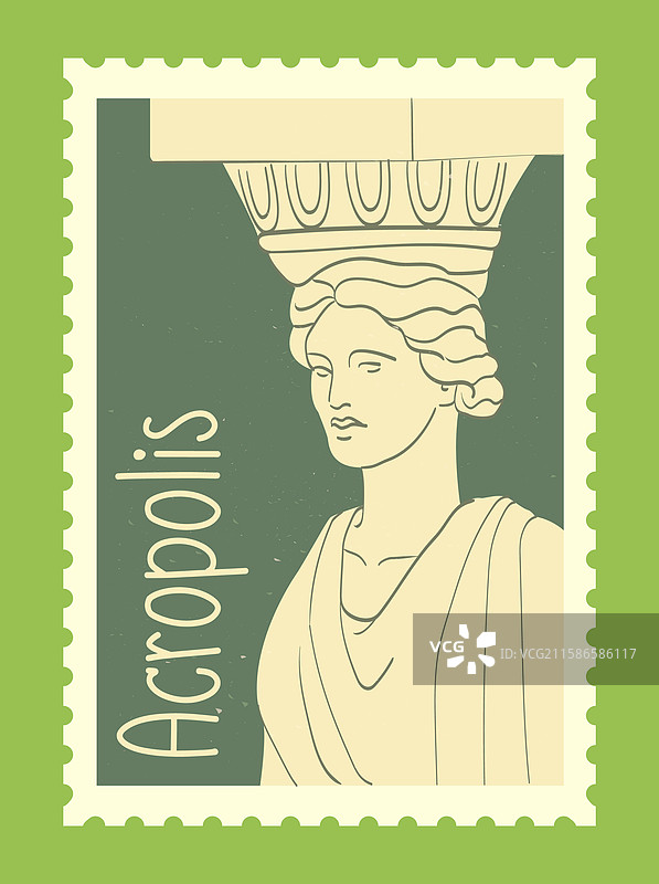 雅典卫城邮票设计图片素材