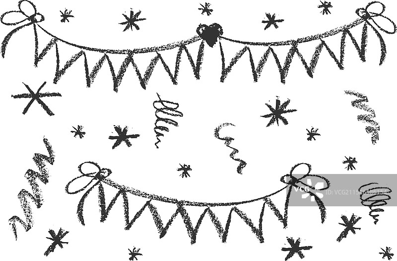 手绘炭笔涂鸦生日合集图片素材