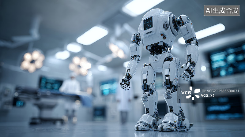 【AI数字艺术】高科技医疗机器人在手术室中工作图片素材