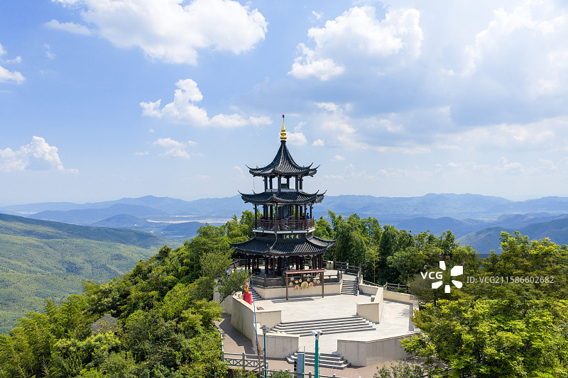 航拍宜兴竹海凌云阁图片素材