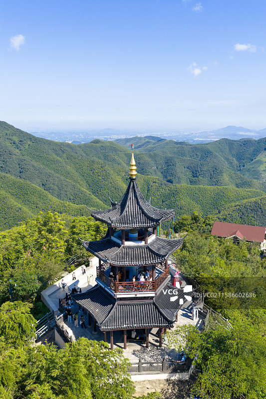 航拍宜兴竹海凌云阁图片素材