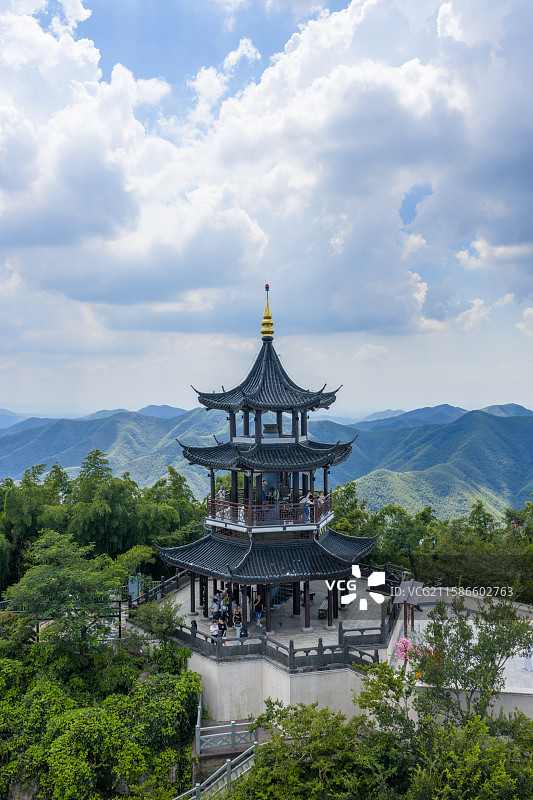 航拍宜兴竹海凌云阁图片素材