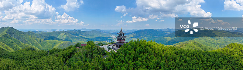 航拍宜兴竹海凌云阁图片素材