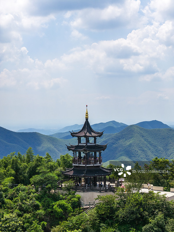 航拍宜兴竹海凌云阁图片素材