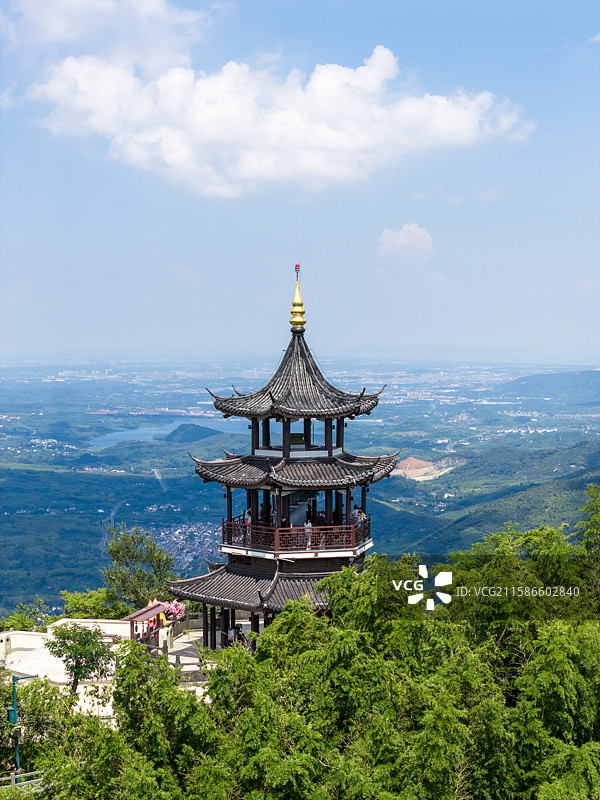 航拍宜兴竹海凌云阁图片素材