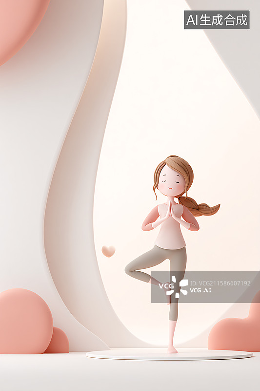 【AI数字艺术】练习瑜伽的女孩图片素材