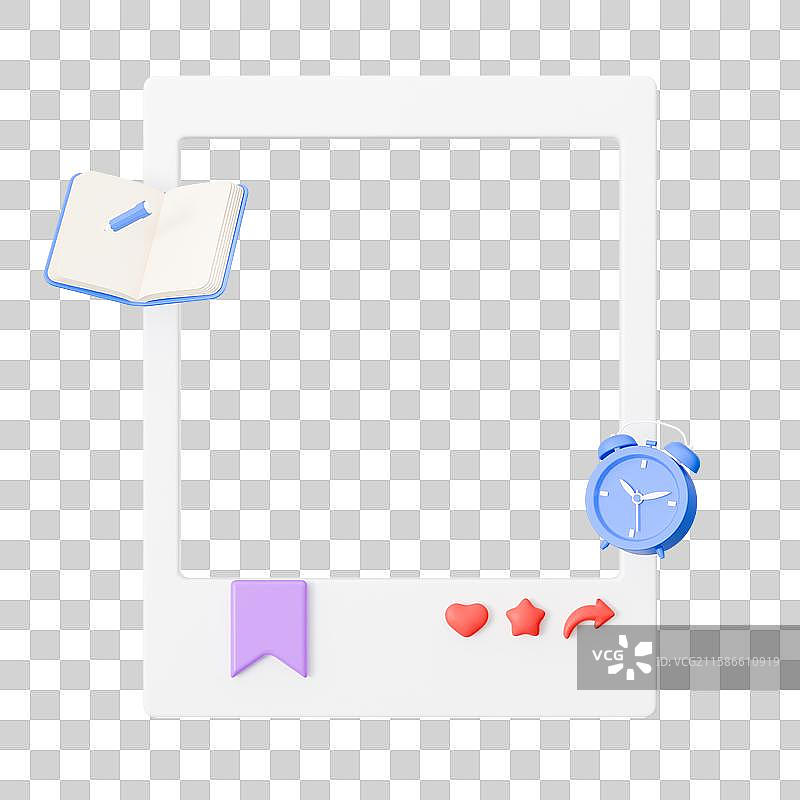 3D三维渲染的相框边框免抠元素图片素材