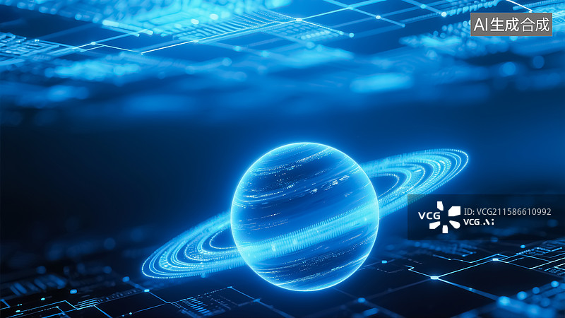 【AI数字艺术】数字星球科技概念插画图片素材