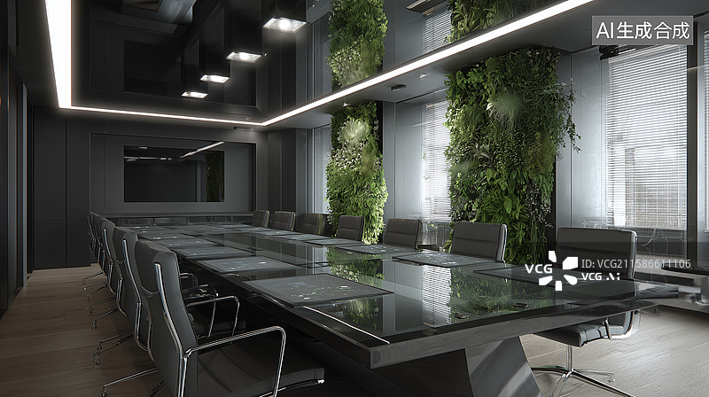 【AI数字艺术】科技总部会议室图片素材