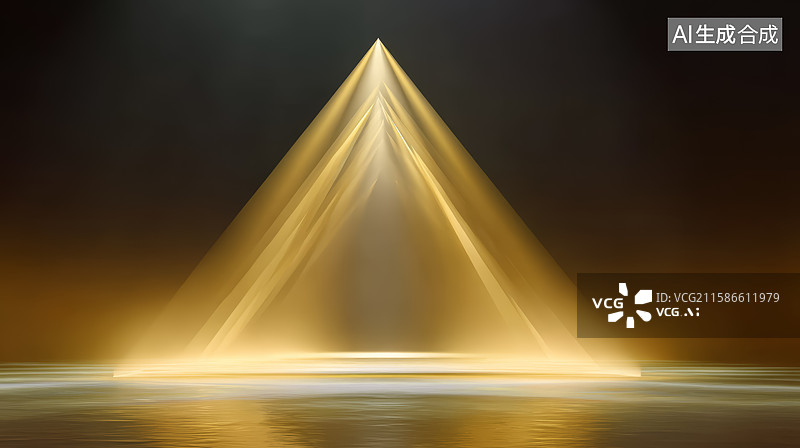【AI数字艺术】金色三角光束的视觉效果图片素材