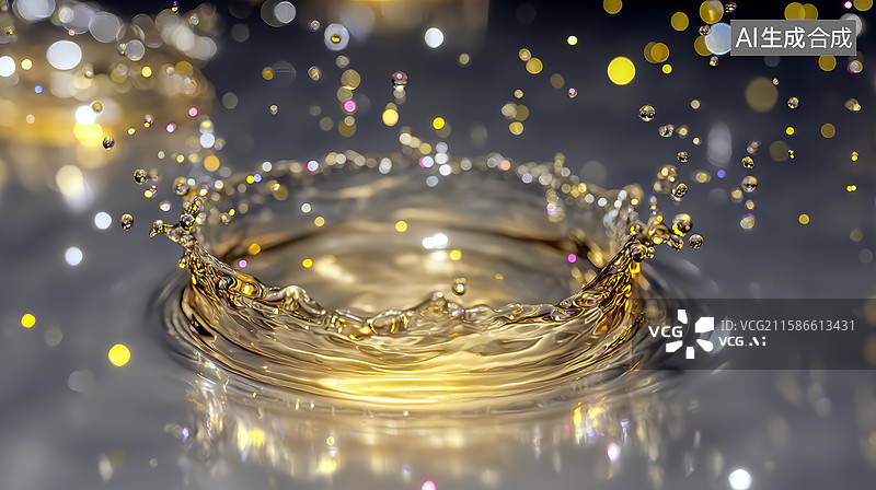 【AI数字艺术】金色水花闪烁光影动态图片素材