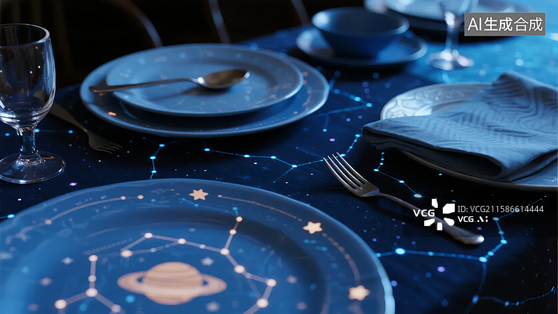 【AI数字艺术】星空主题餐桌布置图片素材