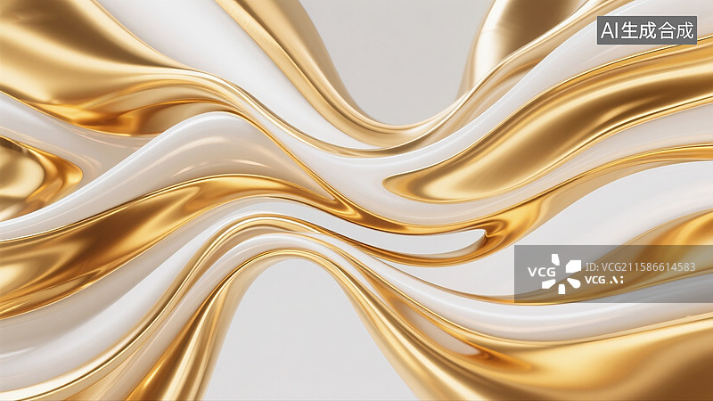【AI数字艺术】抽象白金色液态金属背景图片素材
