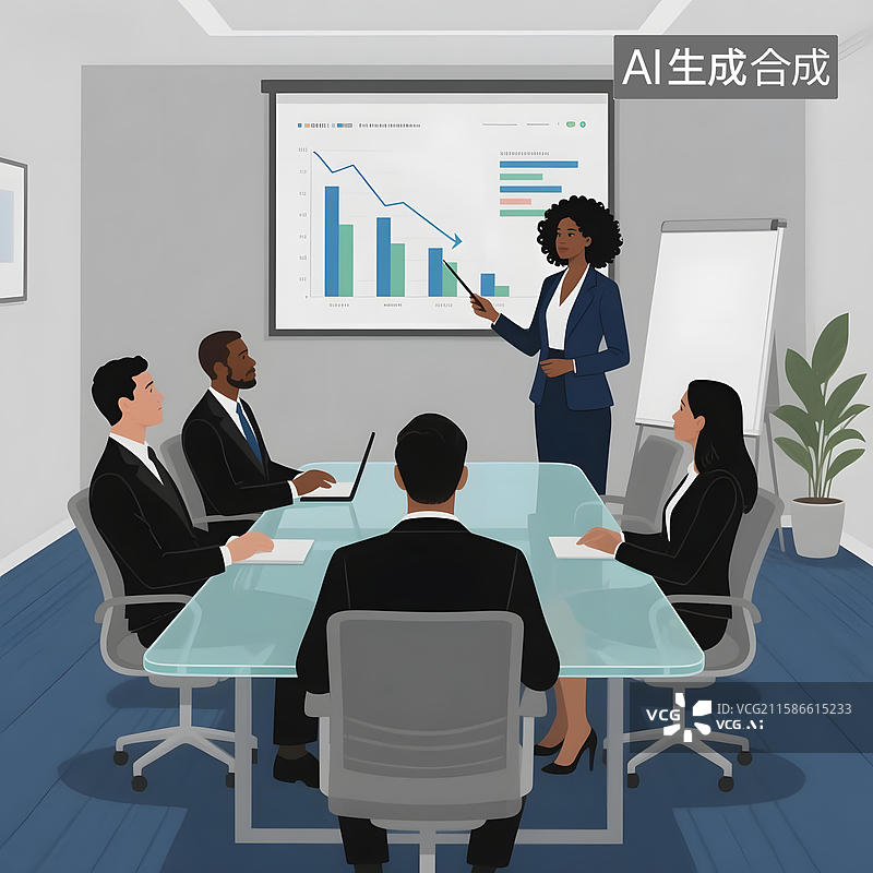 【AI数字艺术】商务会议中的数据展示图片素材