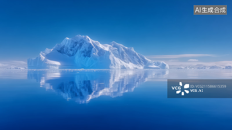 【AI数字艺术】清澈海面上的壮丽冰山图片素材