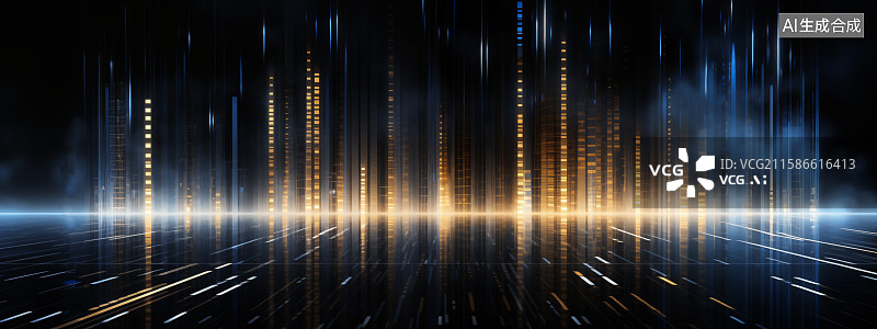 【AI数字艺术】现代科技网络大数据背景长图图片素材
