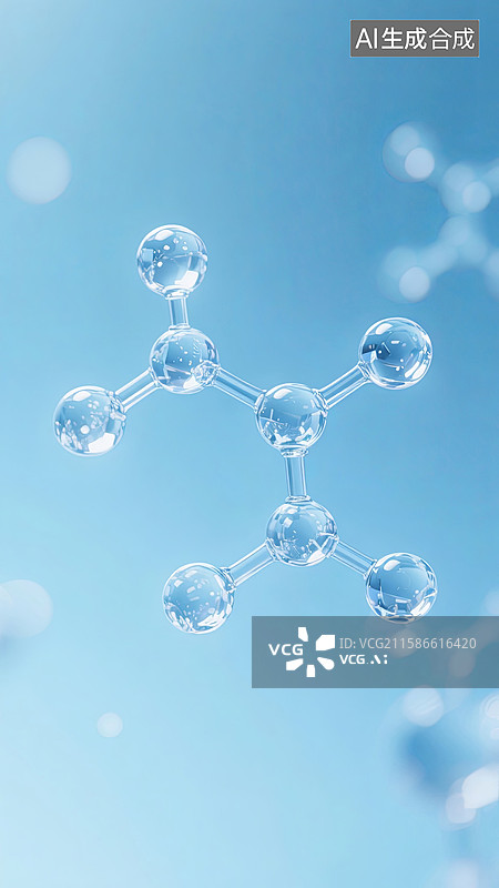 【AI数字艺术】蓝色透明分子结构微观视图图片素材