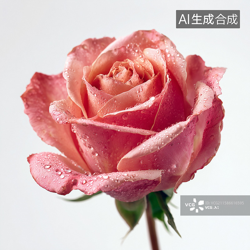 【AI数字艺术】湿粉红玫瑰特写镜头图片素材