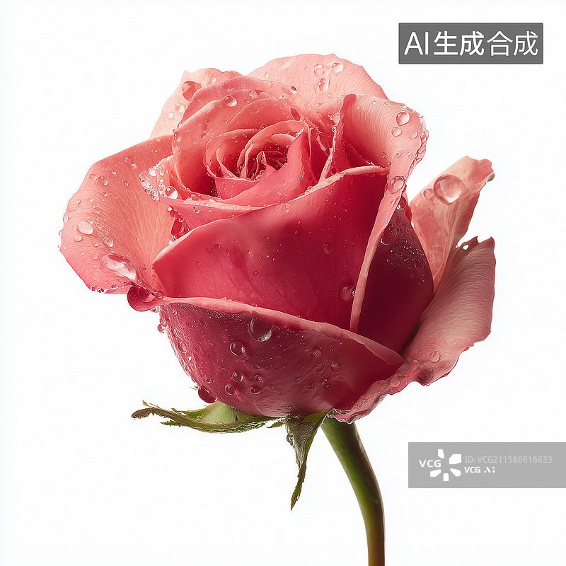 【AI数字艺术】湿粉红玫瑰特写镜头图片素材
