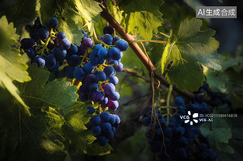 【AI数字艺术】阳光下的葡萄园：丰收的喜悦图片素材