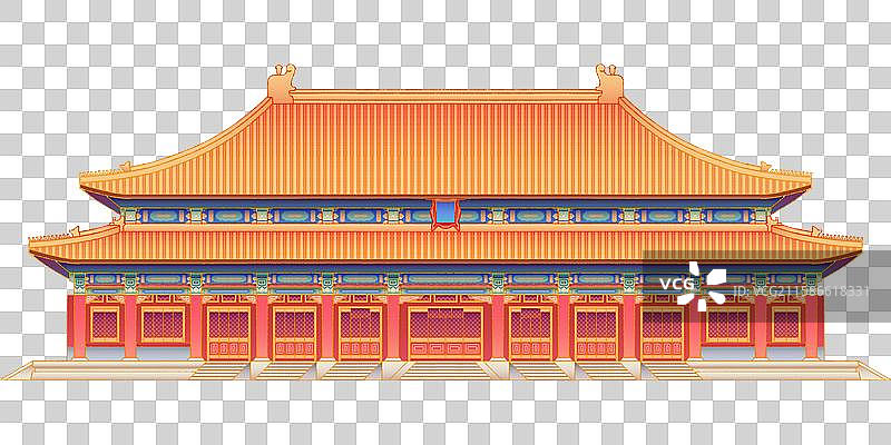 故宫博物院三大殿太和殿北京子午中轴线 城市地标建筑文物保护单位文化遗产5A级景区新国风国潮界画工笔画图片素材