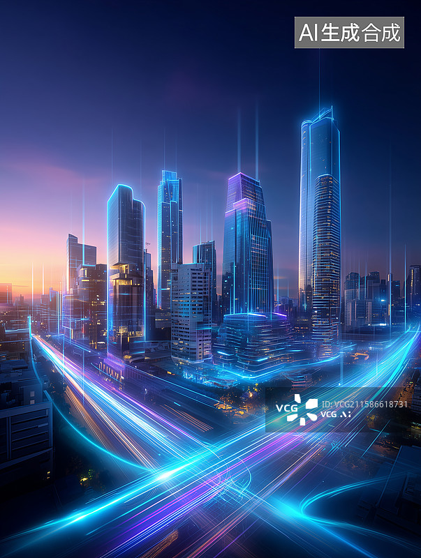 【AI数字艺术】未来城市建筑概念图图片素材