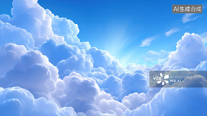 【AI数字艺术】阳光下的云海奇观图片素材