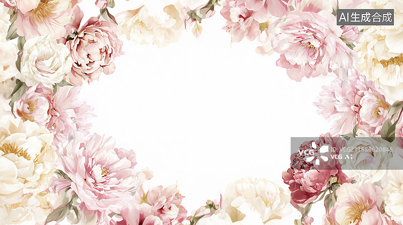 【AI数字艺术】自然清新花朵边框图片素材