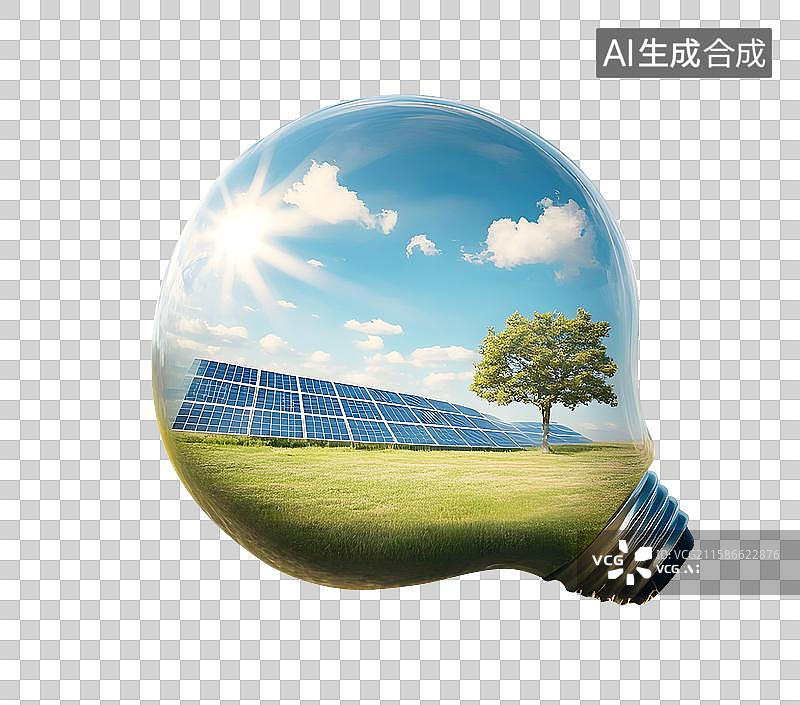 【AI数字艺术】绿色能源，太阳能电池板图片素材