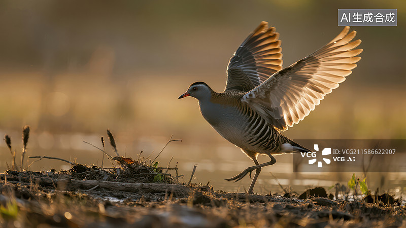 【AI数字艺术】展翅飞翔的水鸟图片素材