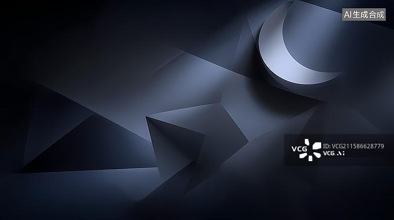 【AI数字艺术】月亮星星3D抽象几何图形背景图片素材