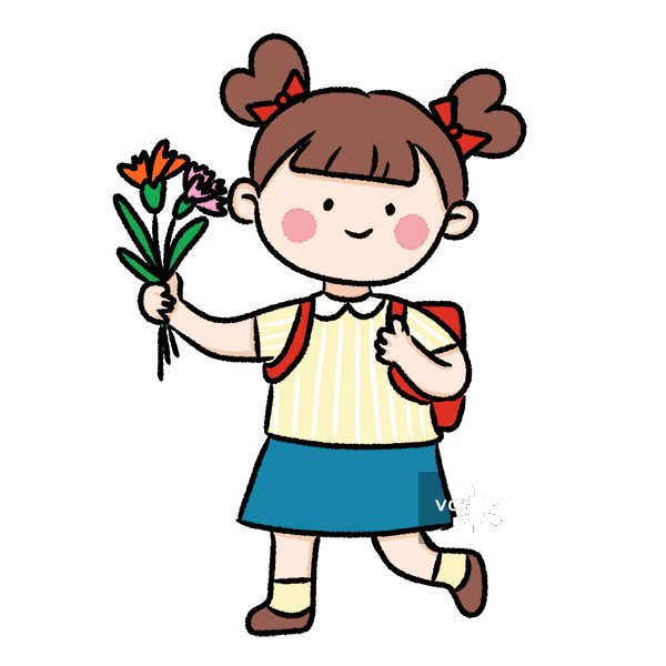 送康乃馨的可爱女孩图片素材
