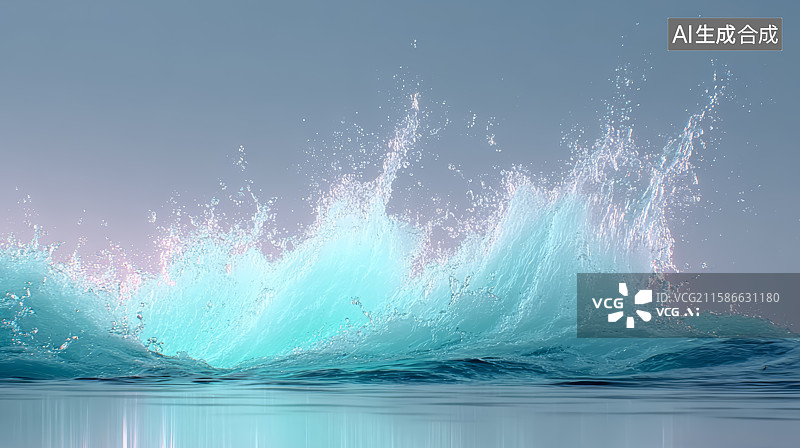 【AI数字艺术】美丽动态的海洋浪花景象图片素材