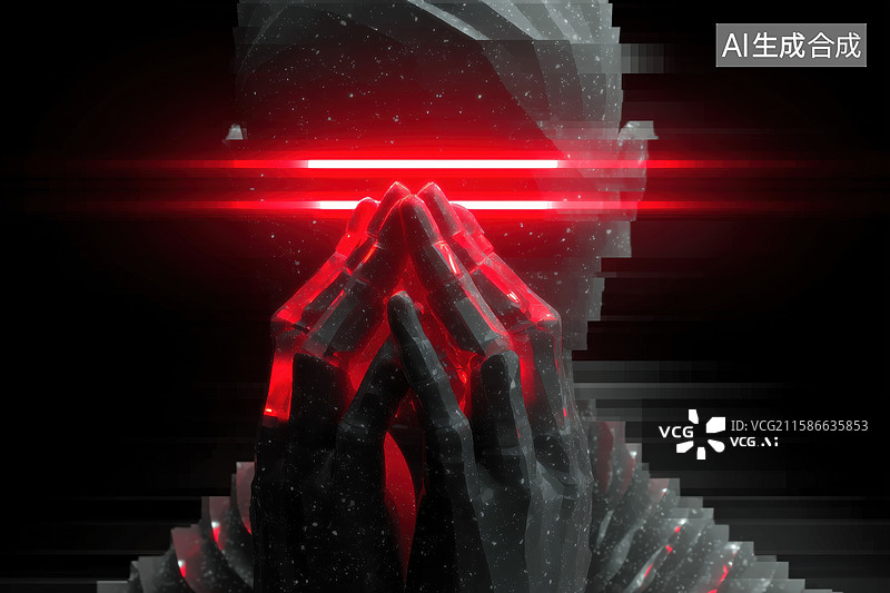 【AI数字艺术】科技未来创意超现实配戴脑机接口的男人插画图片素材