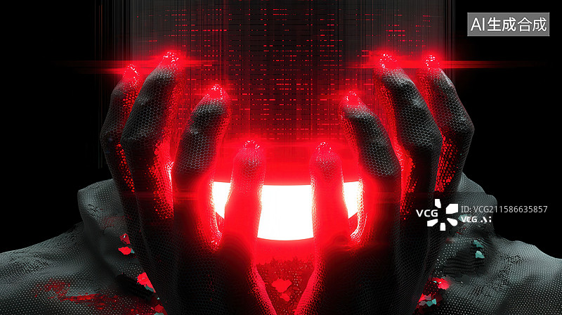 【AI数字艺术】科技未来创意超现实配戴脑机接口的男人插画图片素材