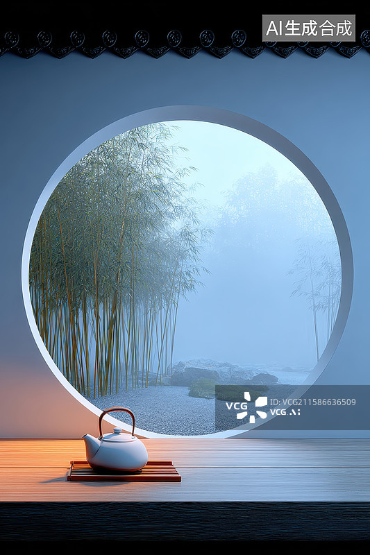 【AI数字艺术】禅意茶韵背景图片素材