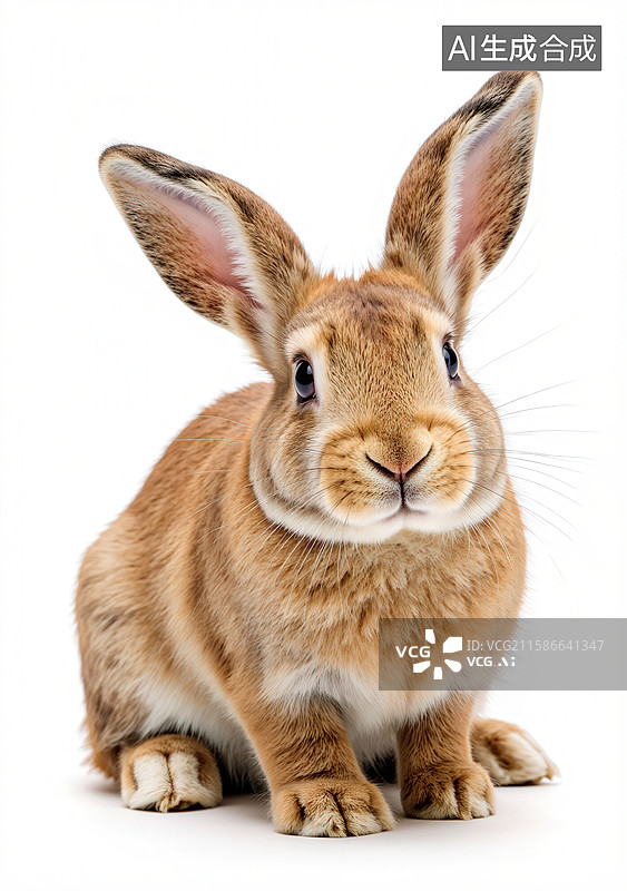 【AI数字艺术】棕色兔子的可爱特写图片素材