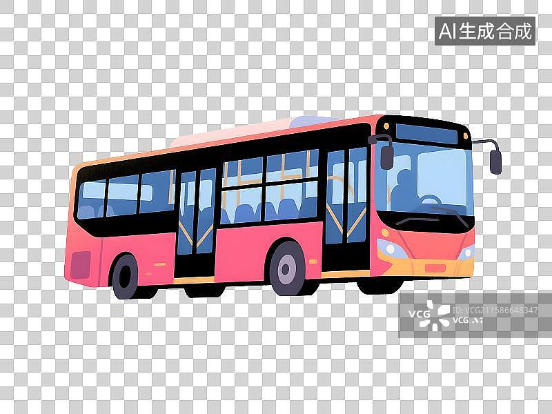 【AI数字艺术】一辆巴士公交车扁平插画免抠元素图片素材