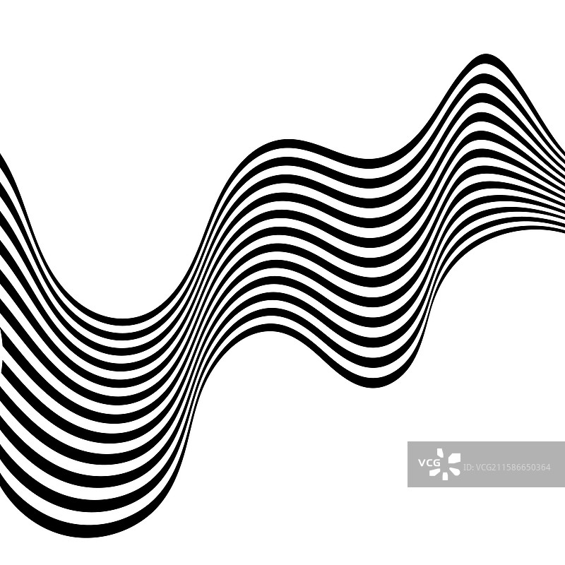黑白曲线条纹波浪抽象图案图片素材