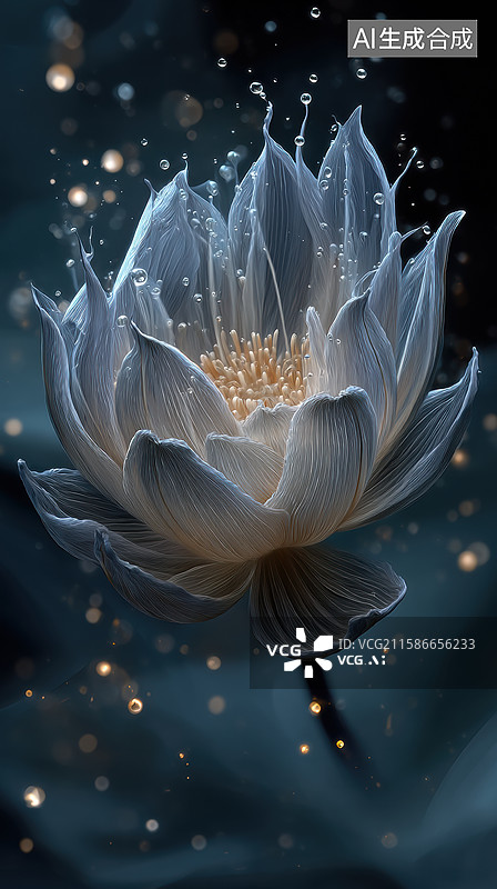 【AI数字艺术】梦幻莲花在夜色中绽放图片素材