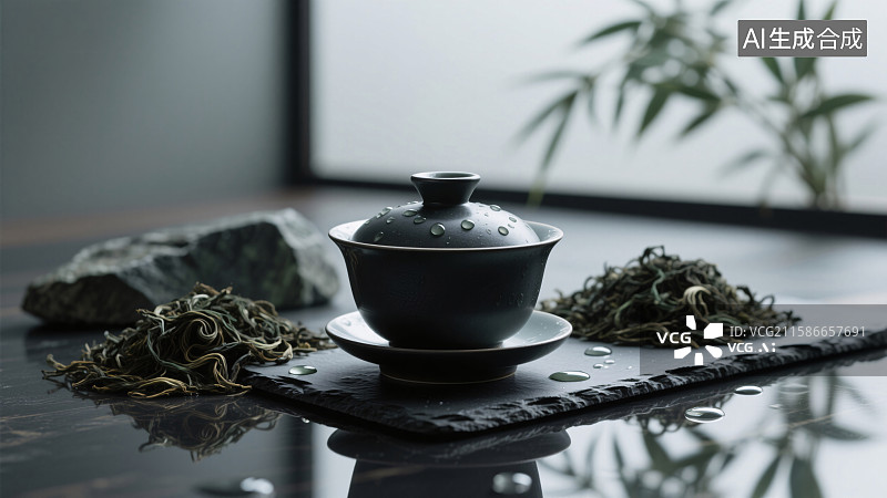 【AI数字艺术】禅意茶境的静谧时光图片素材