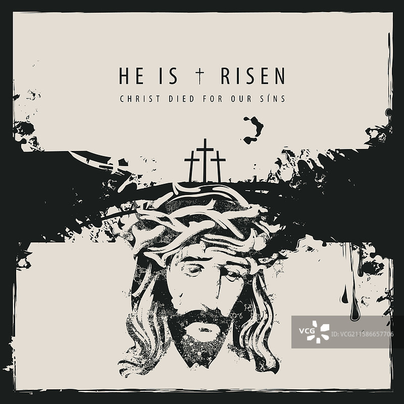 复活节横幅，描绘哭泣的耶稣基督肖像图片素材