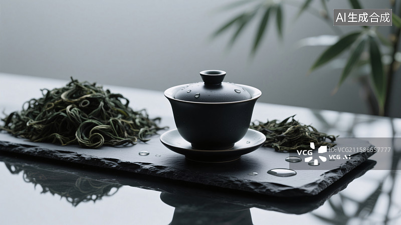 【AI数字艺术】禅意茶境的静谧时光图片素材