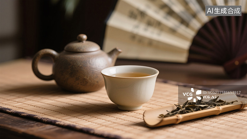 【AI数字艺术】茶香氤氲的东方意境图片素材