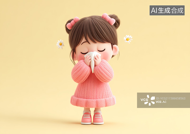 【AI数字艺术】一个感冒流鼻涕的女生图片素材